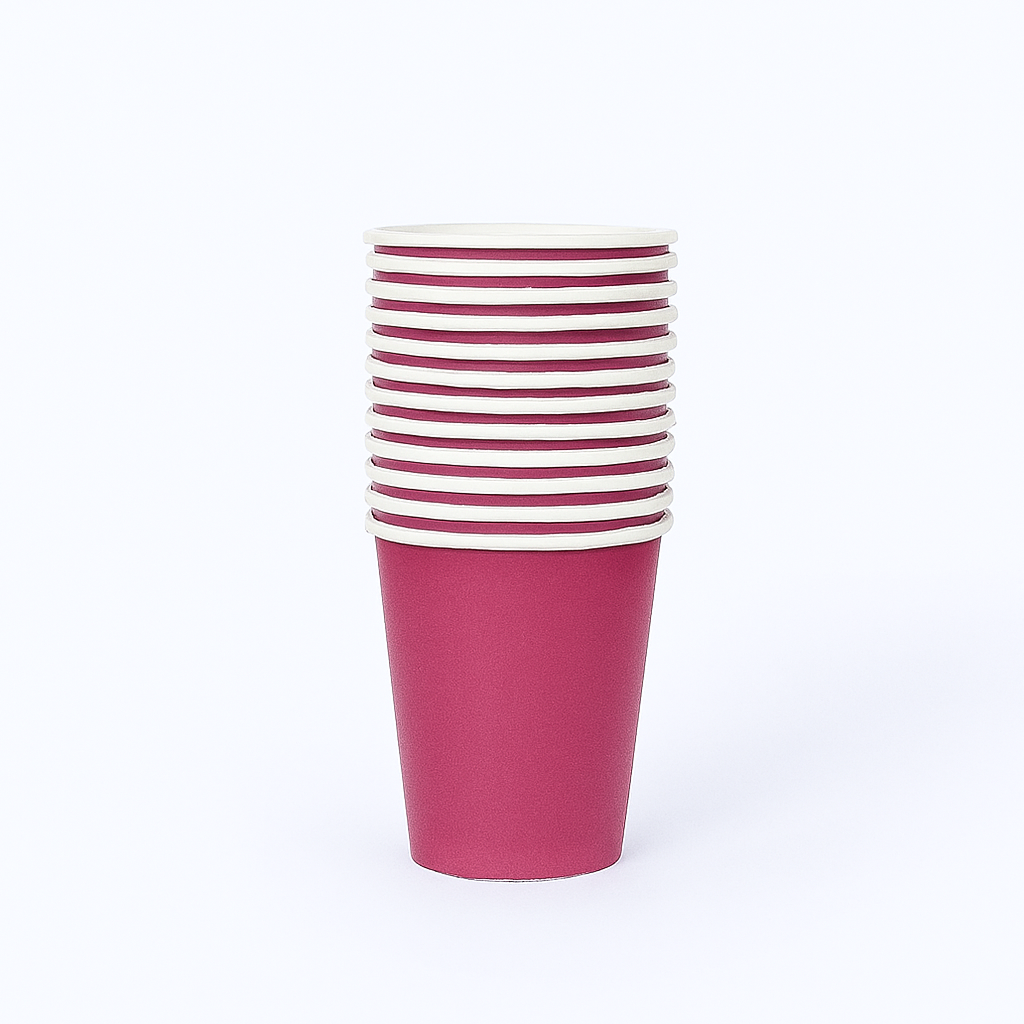 Hot-Pink Paper Cups – 9 oz, Pack of 14