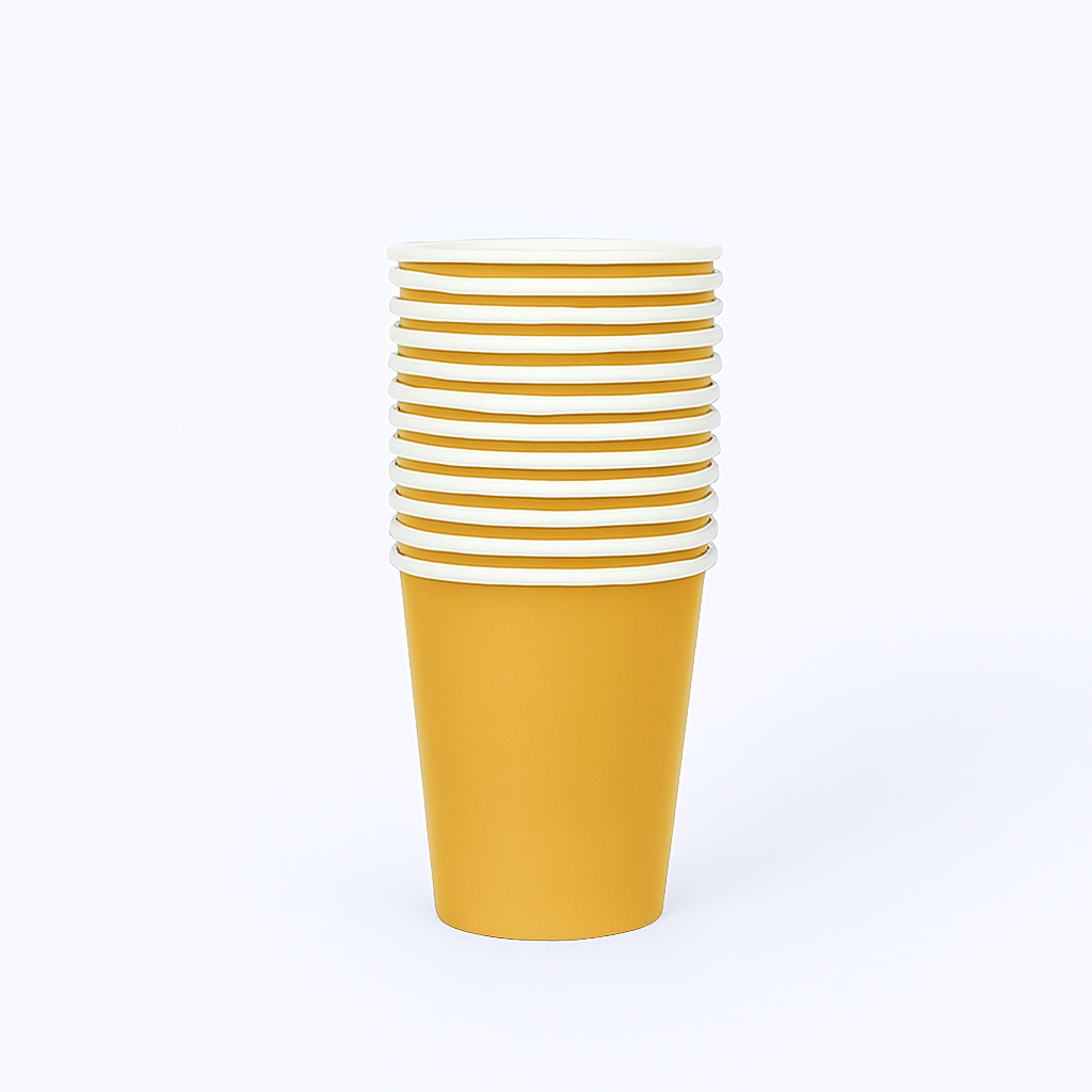 Sunflower-Yellow Paper Cups – 9 oz, Pack of 14