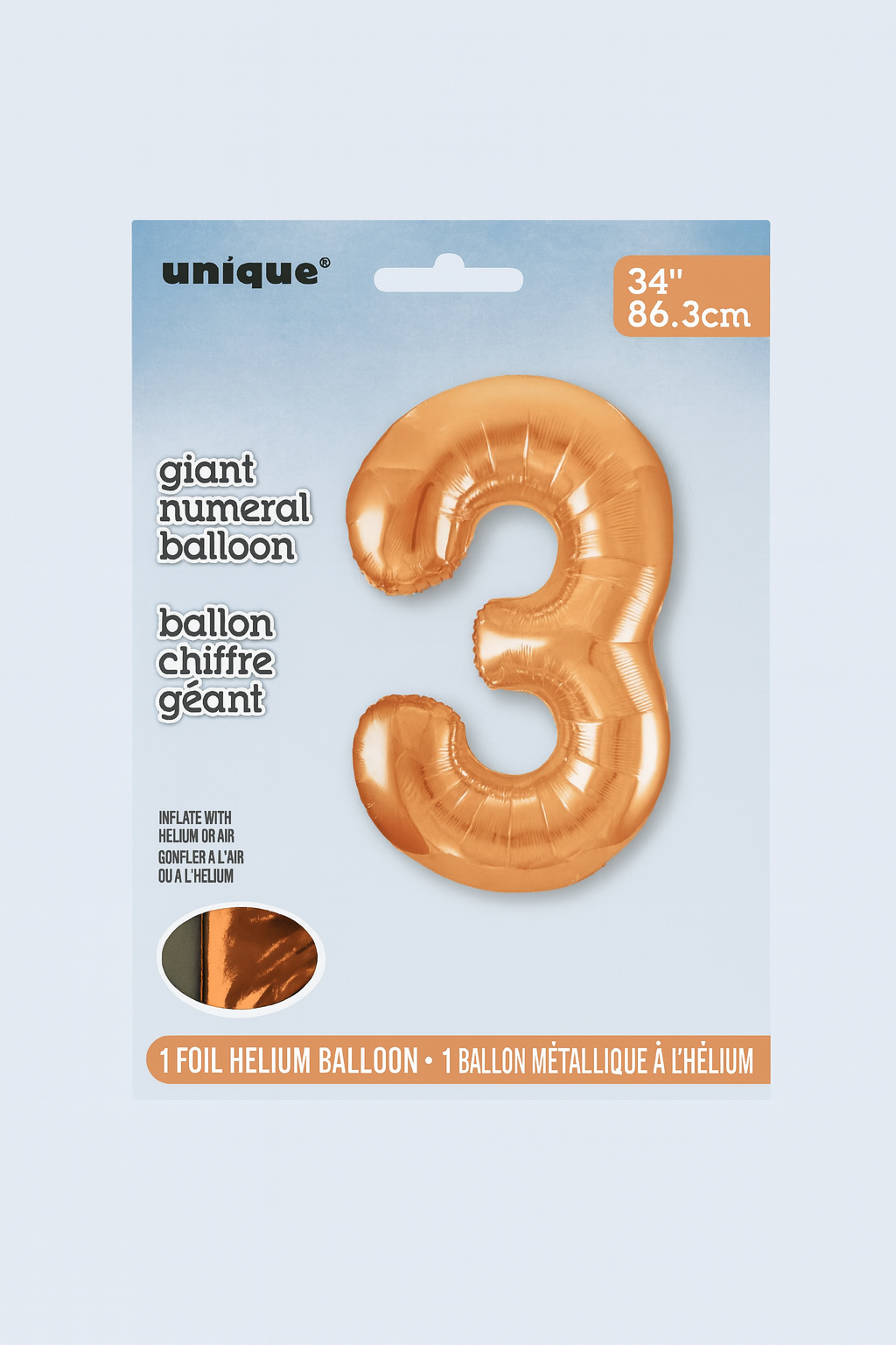34″ Foil Balloon Number “3” – Rose Gold