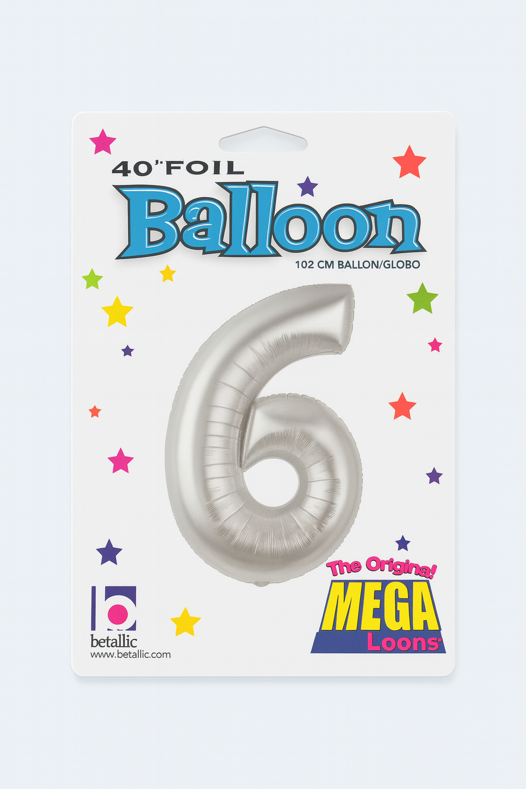 40″ Foil Balloon Number “6” – Silver