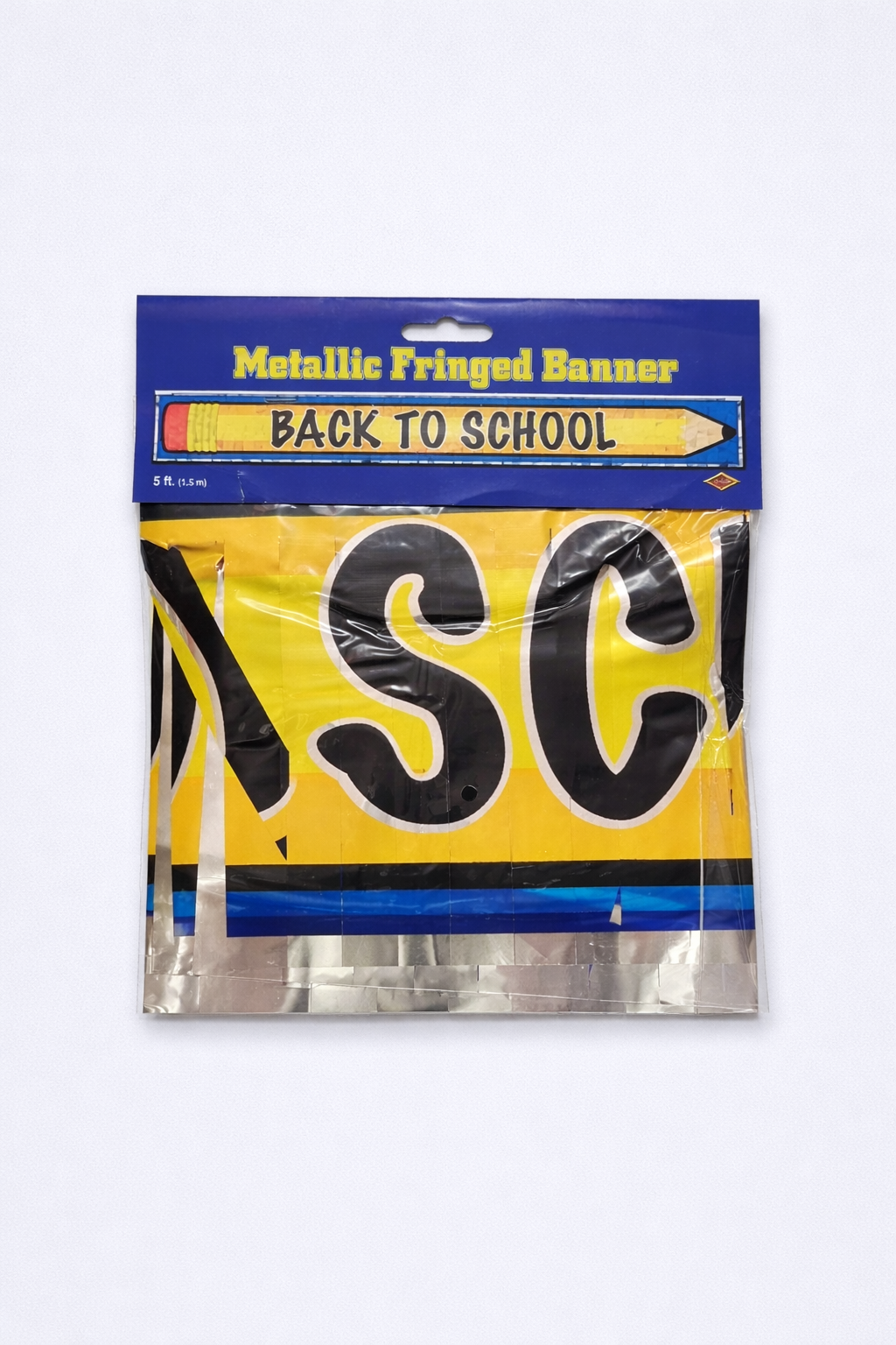 Back to School Metallic Fringed Banner – 5 ft (1.5 m)