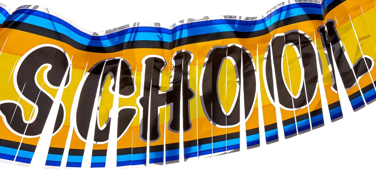 Back to School Metallic Fringed Banner – 5 ft (1.5 m)