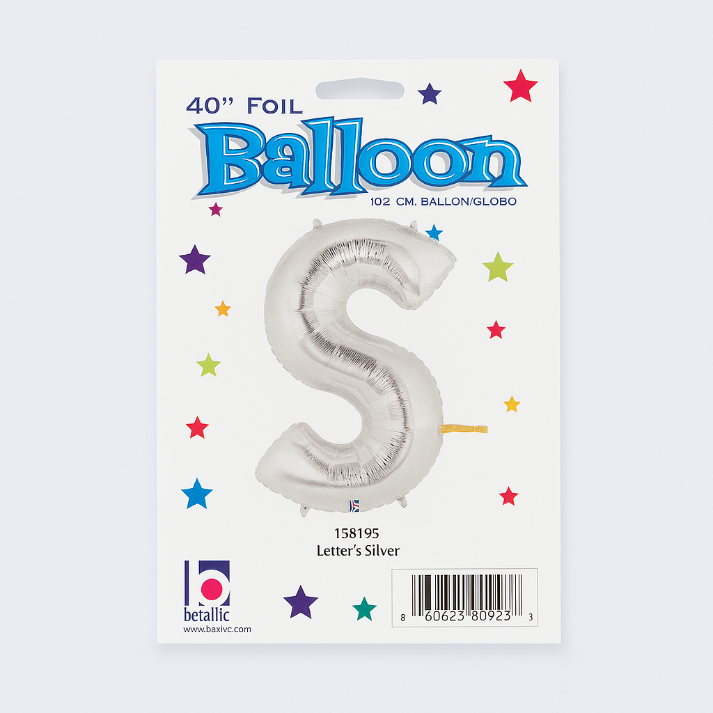 40″ Foil Balloon Letter “S” – Silver