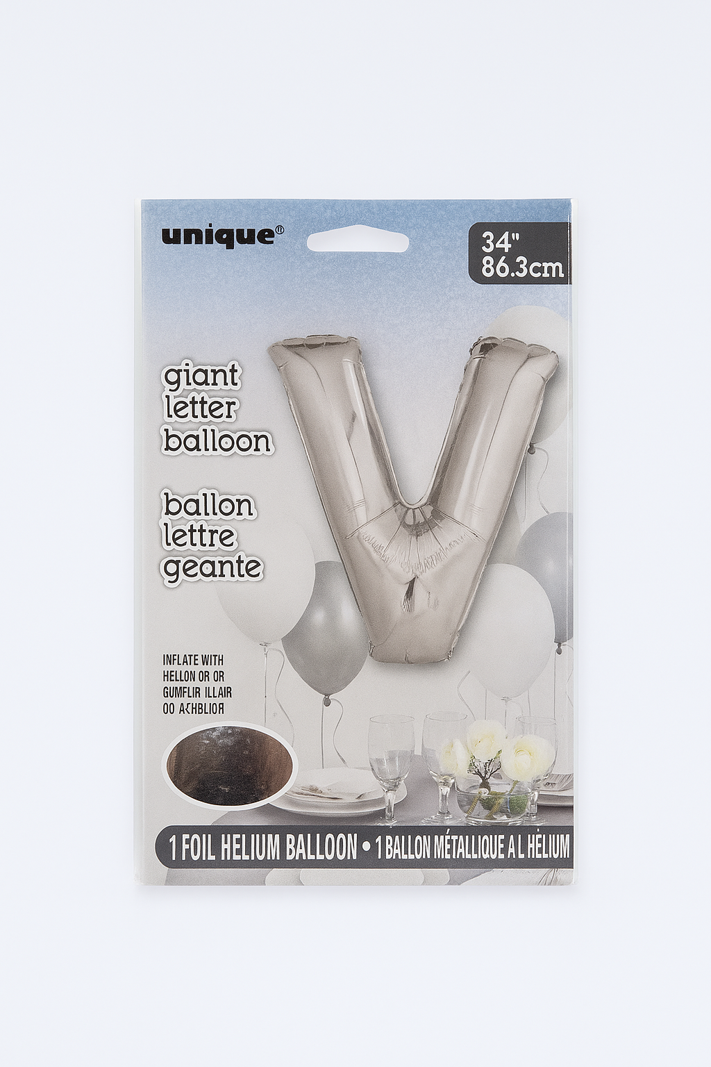 34″ Foil Balloon Letter “V” – Silver