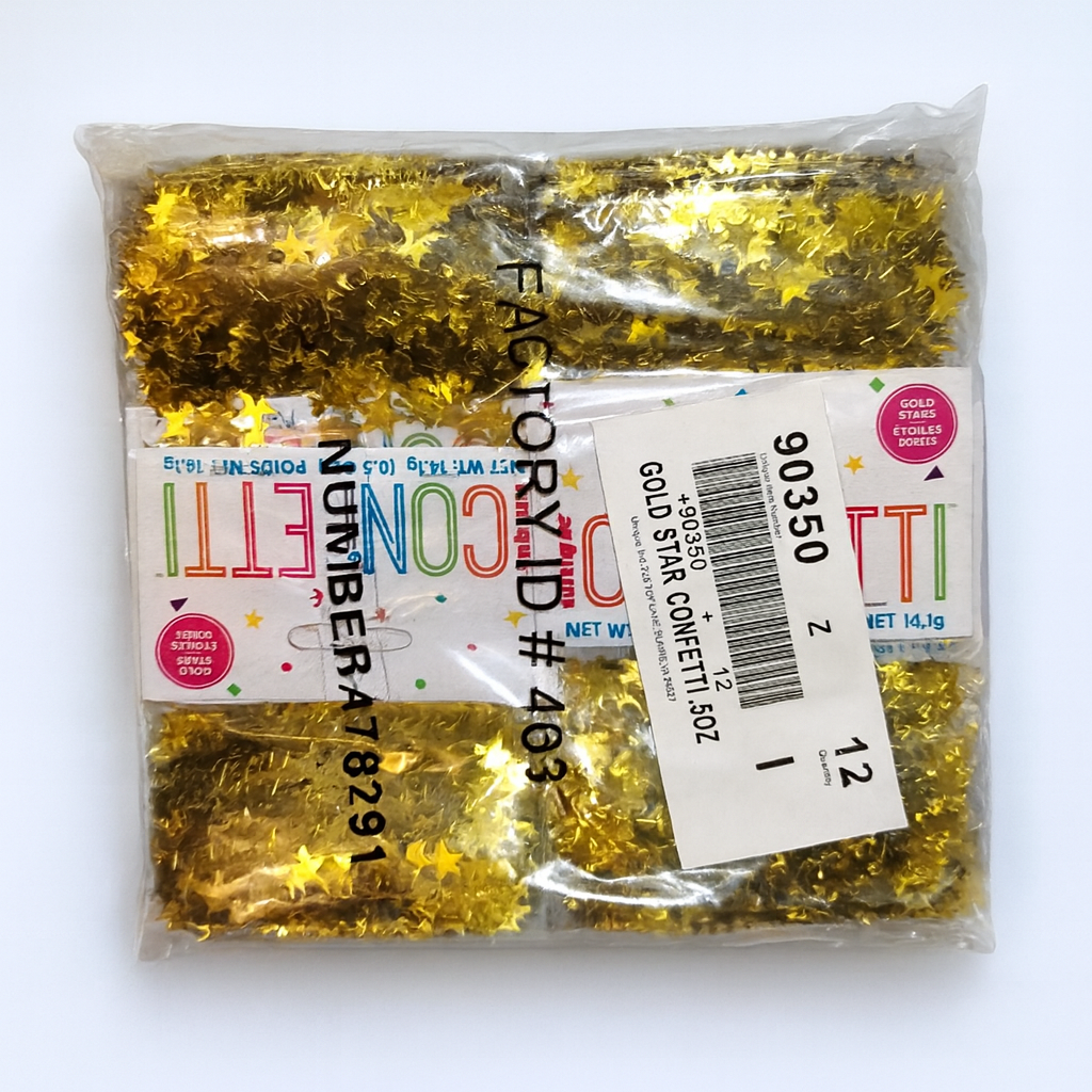 Confetti Stars - Gold - net weight 14.1g per pack. Bulk 12 pack