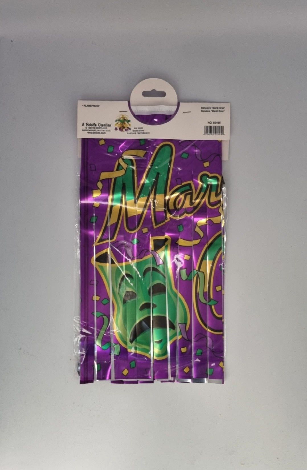 Mardi Gras Metallic Fringe Banner – 14″ × 4′