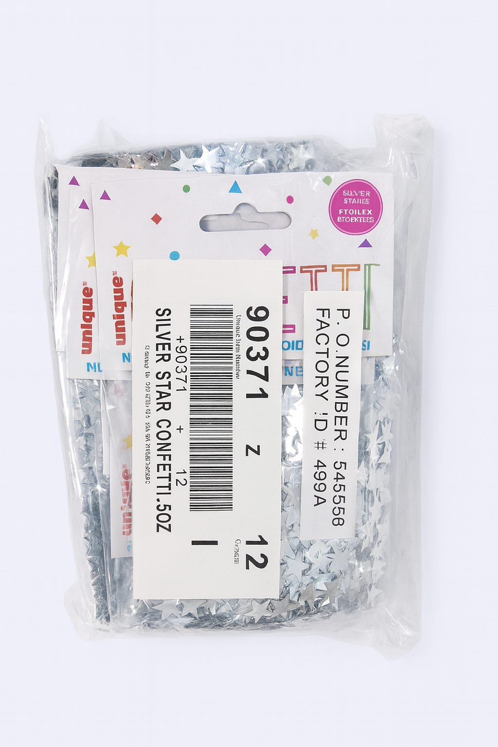 Confetti Stars - Silver- net weight 14.1g per pack. Bulk 12 pack