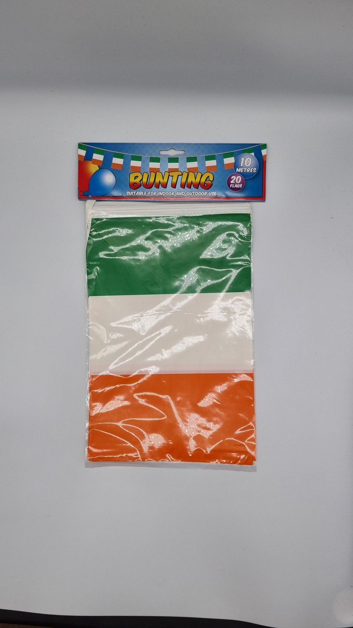 Irish Tricolour Pennant Bunting – 10 m, 20 Flags