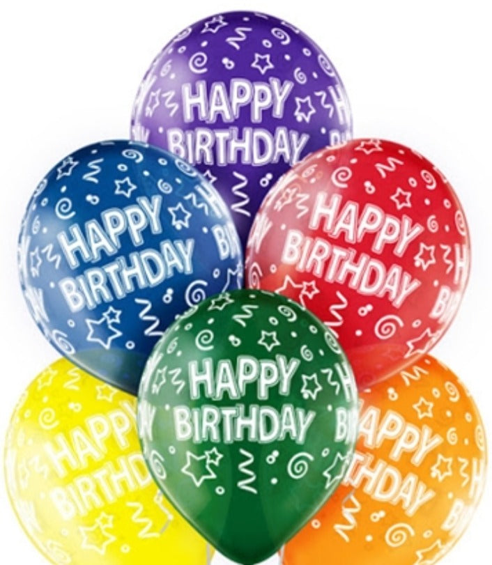 Belbal High-Quality Latex Balloons – “Happy Birthday” Crystal Mix, 30 cm (12″), Pack of 50