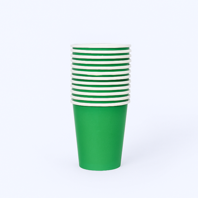 Emerald-Green Paper Cups – 9 oz, Pack of 14