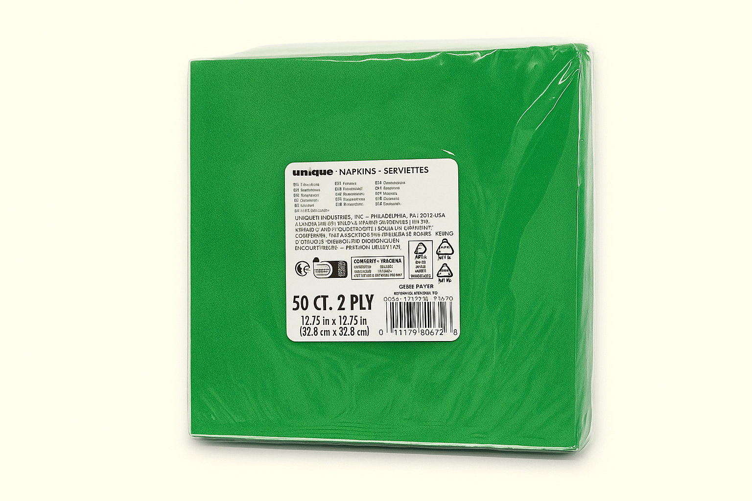2-Ply Paper Napkins – Green, Pack of 50