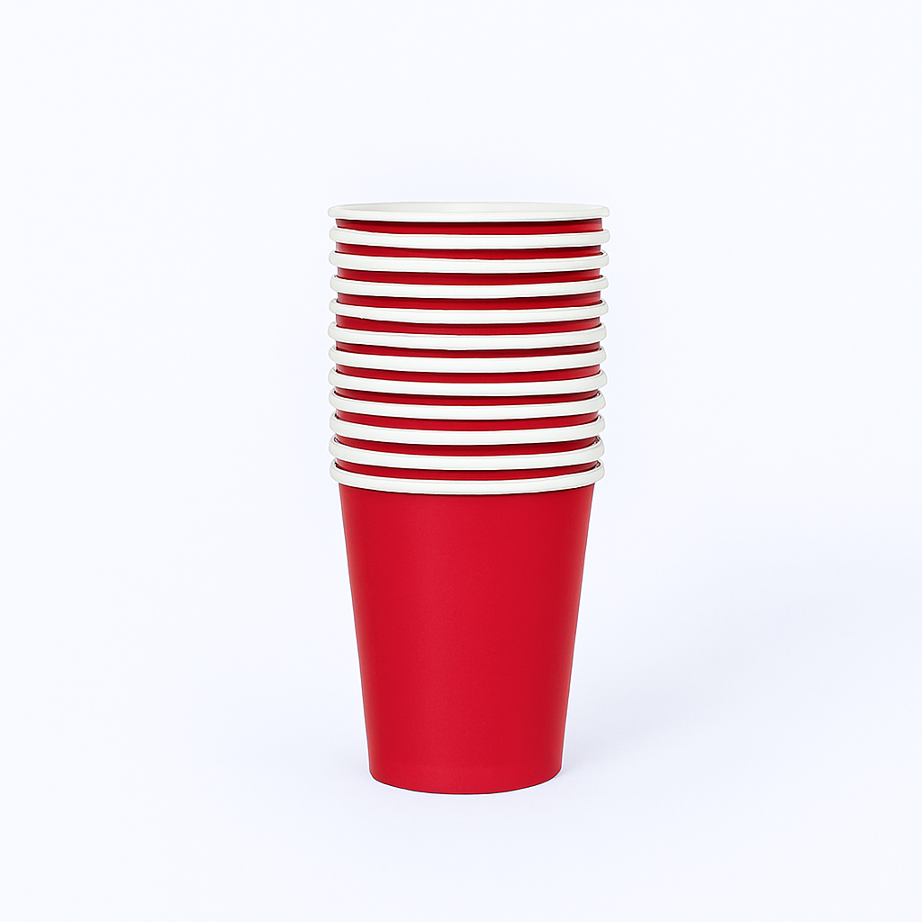 Ruby-Red Paper Cups – 9 oz, Pack of 14
