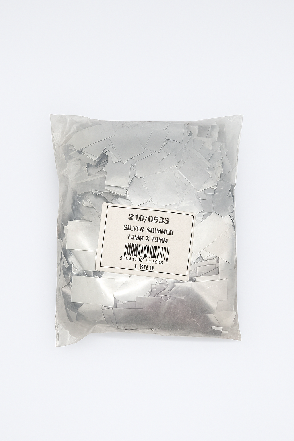 Shimmer Shower 25MM x 50MM silver 1kg pack