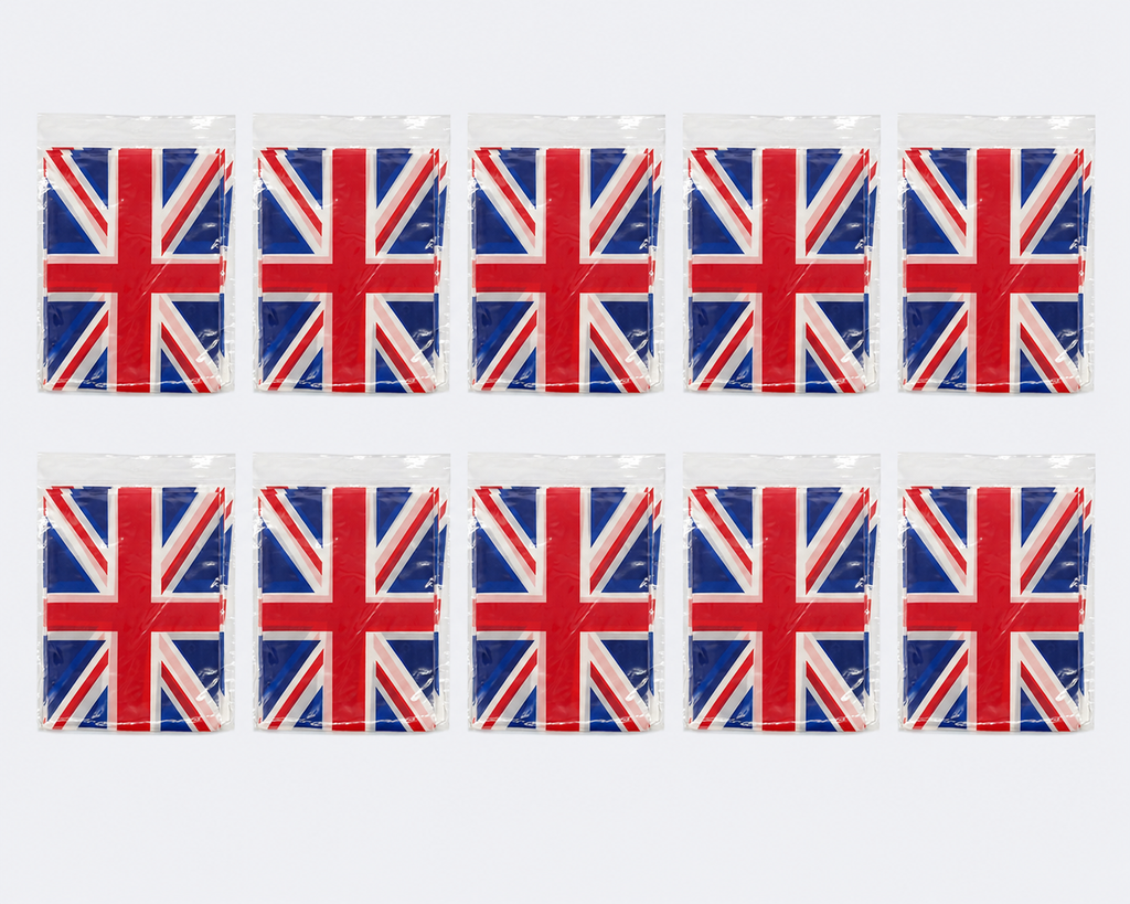 Union Jack Pennant Bunting – 10 Pack Bundle, 10 m Each, 20 Flags per Pack