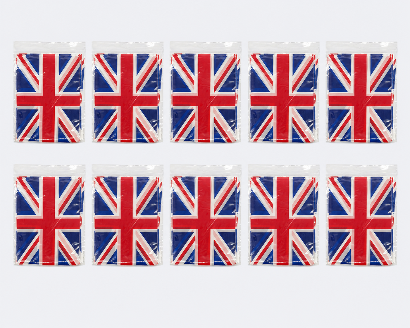 Union Jack Pennant Bunting – 10 Pack Bundle, 10 m Each, 20 Flags per Pack
